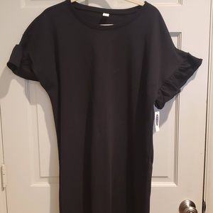 NWT Old Navy Black Tshirt Dress with Ruffle sleeves.
